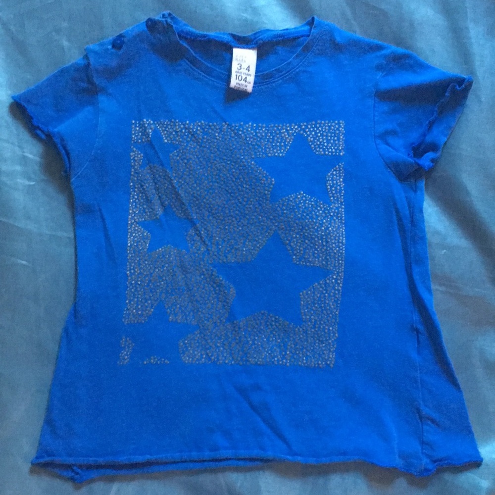 1/$5, 3/$12, 5/$15 Zara Blue Stars Short Sleeve Tee size 3T (runs small -> 2T)